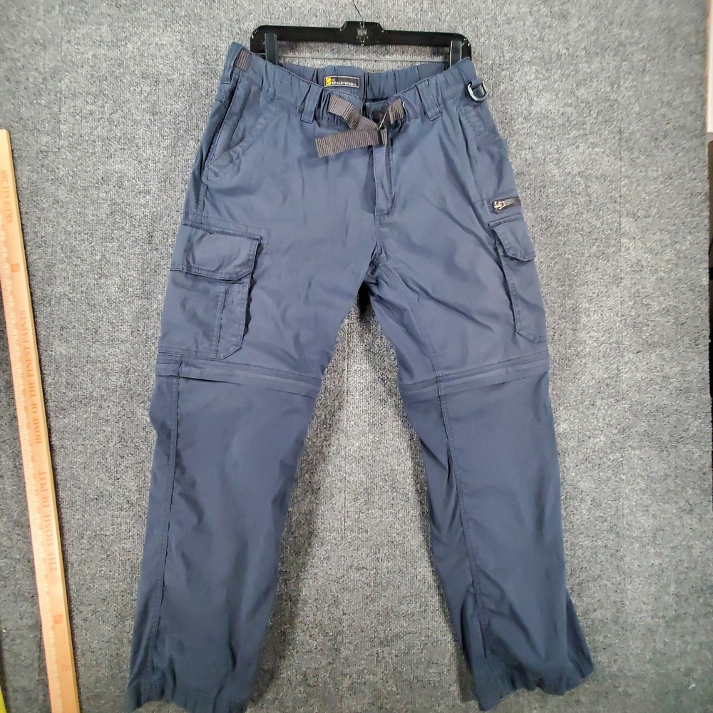 BC Clothing Cargo Pants Mens M x 30 Convertible Blue Zip Off Belted Outdoor BC